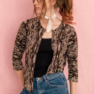 Sag Harbor Cardigan Sweater Animal Print